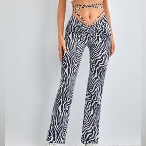 Zebra Wrap Around Tie Pants